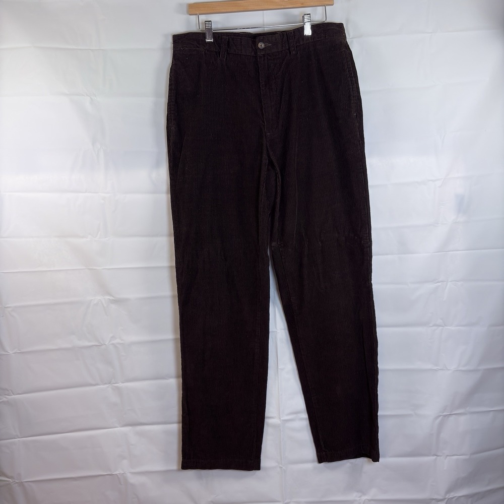 G.H. Bass Mens Corduroy Pants 34x34 Brown 100% Cotton Straight Leg Chino M-411